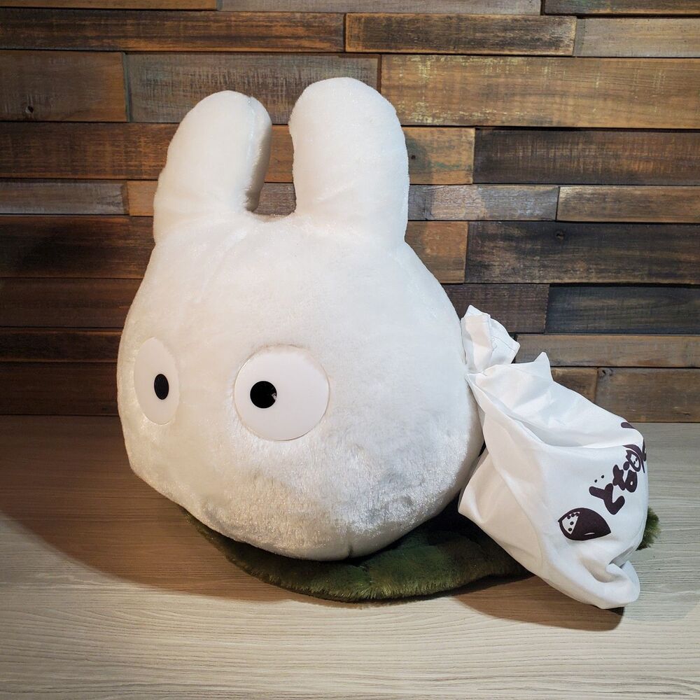My Neighbor Totoro 12 Inch Coussin Nakayoshi Blanc White w/Bag On Leaf Plush